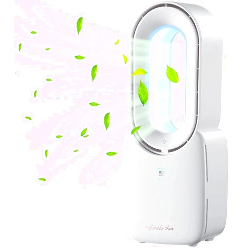 let'me Desk Fan,Portable Bladeless Fan 11.8 inch Small Personal Cooling Fan with 5 Colors Touch Control LED Light,Quiet Table Fan for Home, Office, Bedroom