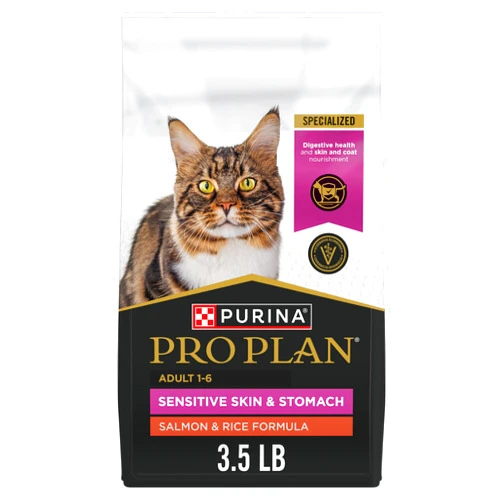 Purina Pro Plan Sensitive Skin and Stomach Adult Cat Food Salmon and Rice Formula - 3.5 lb.