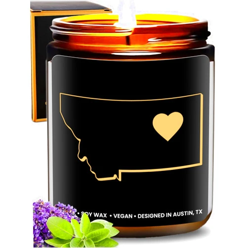 Rosa Vila Montana Candle, Unique Montana Themed Gifts for Men and Women, Best State Souvenir Gifts for Moving Away, Thoughtful Home Sick Presents, Ideal for Birthday, Christmas, Graduation, Gift Ready