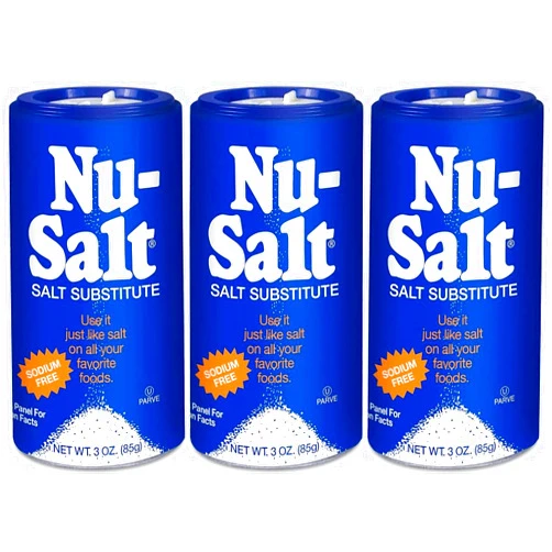 Nu-Salt Sodium-Free Salt Substitute, Contains Potassium Chloride, Table Salt Alternative, Vegan, Good for Chips, Pretzels, French Fries, Popcorn Seasoning, 3oz Shaker Bottle (Pack of 3)