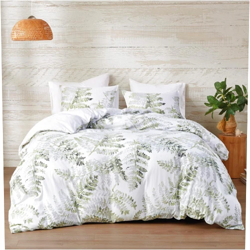 Intelligent Design Inspire by INTELLIGENT DESIGN Reversible 100% Cotton Sateen Duvet-Breathable Comforter Cover,Modern All Season Bedding Set with Sham(Insert Excluded),Judith,Palm Leaf GreenKing/Cal King(104