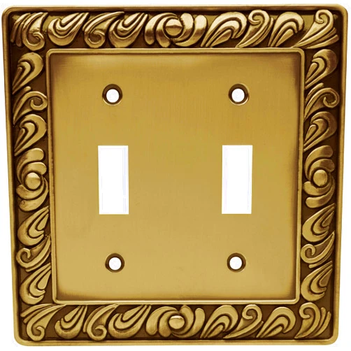 Liberty Hardware Franklin Brass Paisley Wall Plate, Tumbled Antique Brass Double Switch Cover Switch Cover, 1-Pack, 64040