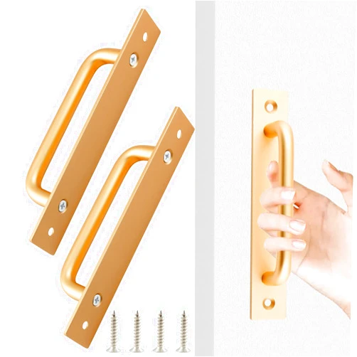 Zorfeter 5.8 Inch Sliding Barn Door Handle, 2 Pcs Gold Sliding Gate Door Pull Handle, Aluminium Alloy Cabinet Door Handle Hardware for Wardrobe Cupboard Closet Garage Shed, with Screws