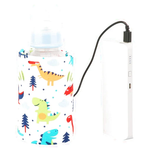 Hilitand Portable Bottle Keep Warm, USB Travel Milk Heat Keeper, Baby Bottle Keep Warmer for Car Tavel, Storage Cover Insulation Thermostat(Dinosaur, 12)
