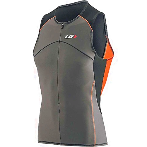 Louis Garneau Men's Comp Sleeveless Tri Top (Grey/Orange, Small)