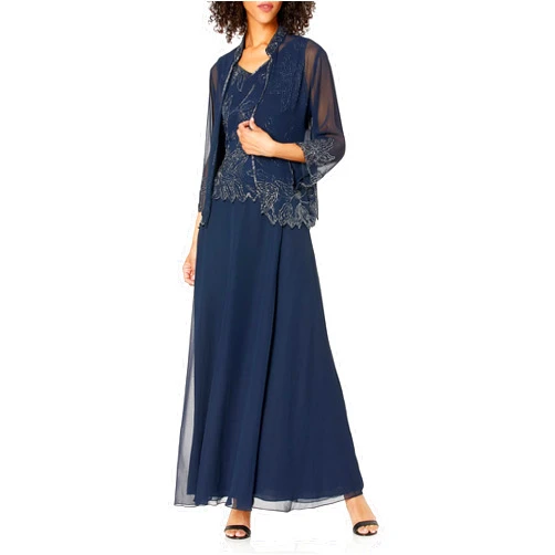 J Kara Women's Size Beaded Jacket Dress Plus
