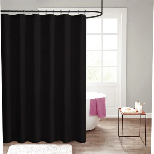 Jarl home Waterproof Nylon Fabric Shower Curtain or Liner Machine Washable & Breathable Black 72x84inch (Standard Size) 1 Panel