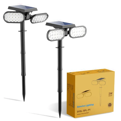 Sunvivolighting Sunvivo Motion Solar Lights Outdoor,Ground Spotlight or Wall Security Light,Motion Sensor Stay On Mode,Dusk to Dawn Floodlight,Cordless,360° Landscape Spotlight for Sidewalk Garage Driveway,2-Pack