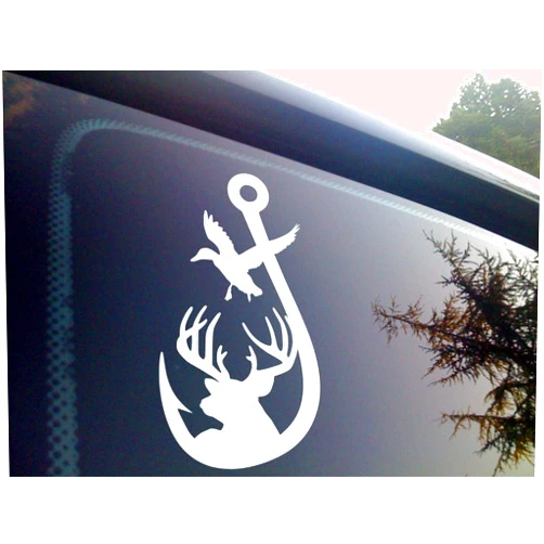 ViaVinyl Land Air & Sea Hunting and Fishing Decal. Great Gift for Sportsmen! Looks Great on Truck Windows, Gun Cases and safes, Macbooks and More! (7