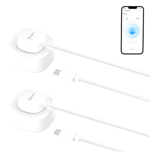 SONOFF SNZB-05P Zigbee Water Leak Sensor with Detection Cable, Wireless Mini Flood Detector for Alarm System and Smart Home Automation, Water Sensor Alarm for Kitchen Bathroom Basement 2Pack
