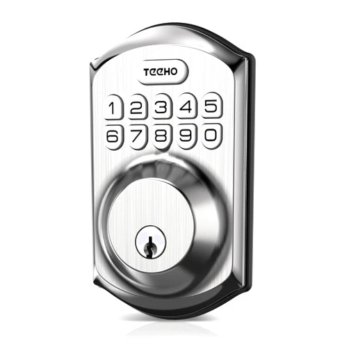 TEEHO TE001 Keyless Entry Door Lock with Keypad - Smart Deadbolt Lock for Front Door with 2 Keys - Auto Lock - Easy Installation - Satin Nickel