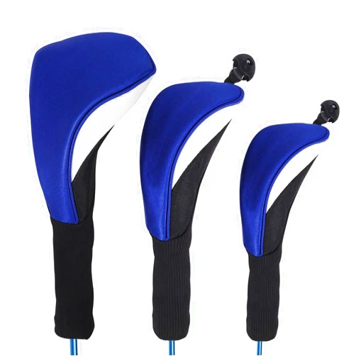 LONGCHAO Black Golf Club Head Cover for Driver Fairway 3 Pcs Woods Headcovers, Golf Accessories Hybrid Head Covers Set with Interchangeable Tags 3 4 5 7 X