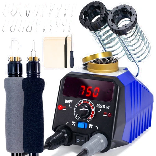 WEP 939D-VI Dual Pen Wood Burning Kit 250-750℃/482-1382℉ A/B Toggle Wood Burning Tool with 2 Detachable Pens, 20 Wood burner Tips, Dual-Barrel Holder. Suitable for Pyrography, Leather Burning Kit