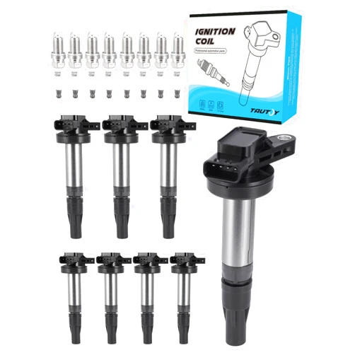 TAUTOY UF519 5C1420 E1019 Ignition Coil Pack 7090 Spark Plug Iridium 8PCS (4.0L 4.2L 4.4L) 2003-2010 For Jaguar S-Type Super Vanden Plas XF XJ8 XJR XK XK8 XKR, For Land Rover LR3 Range Rover Sport