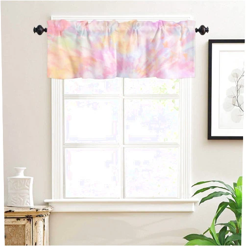 Jolunifun Colorful Tie-Dye Curtain Valance for Windows/Kitchen,Ombre Rainbow Gradient Swirl Aesthetic Art Rod Pocket Window Valance Curtain Panel Drape Treatment,Short Topper Small Tier Cafe Curtains