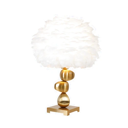 Susisang Feather Deco Table Lamp with All Metal Light Stand Adjustable trichromatic Light Decorative Atmosphere Light for Bedroom Children Wedding Birthday Reading Room (40 * 60cm)