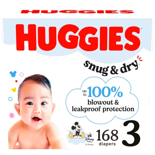 Huggies Size 3 Diapers, Snug & Dry Baby Diapers, Size 3 (16-28 lbs), 168 Count, Packaging May Vary