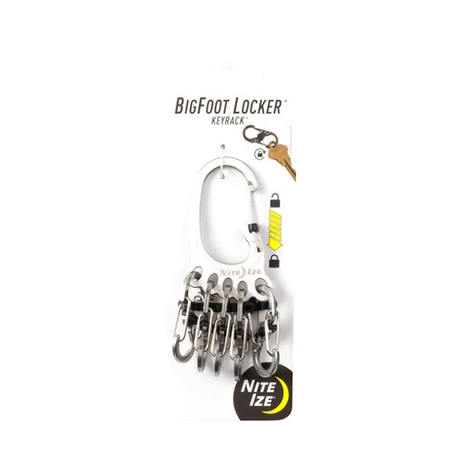 Nite Ize Bigfoot Locker KeyRack - Stainless Steel Key Holder for Car, House & Other Keys - Key Carabiner with S-Biners - Holds 15 Keys at Once - Carry Everyday Essentials - Silver
