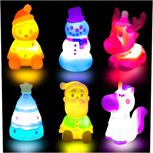 Jofan 6 Pack Christmas Light Up Bath Toys Christmas Toys for Kids Toddlers Boys Girls Christmas Stocking Stuffers Party Favors Gifts