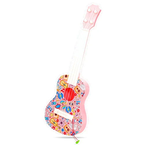 LeeQee 21in Colorful Graffiti Ukulele Guitar for Kids, 4 Strings Kids Guitar Ukulele Musical Instruments Learning Educational Toys with Picks for 3 4 5 6 7 8 9 10 11 12 Toddler Boys Girls (Pink)