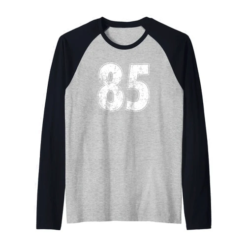 Vintage Number 85 Jersey Player Uniform #85 Shirts #85 Jersey Number 85 Uniform Biggest Fan Favorite Player Raglan Baseball Tee