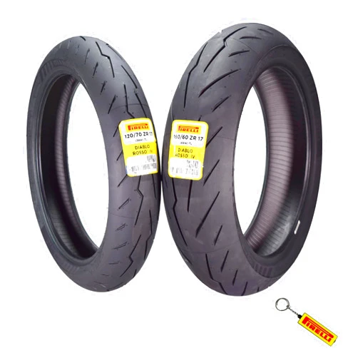 Pirelli Diablo Rosso IV 120/70-17 58W Front Motorcycle Tire - High Performance, Durable, & Reliable Tire for Super Sport Bikes w/Keychain (120/70-17 160/60-17)