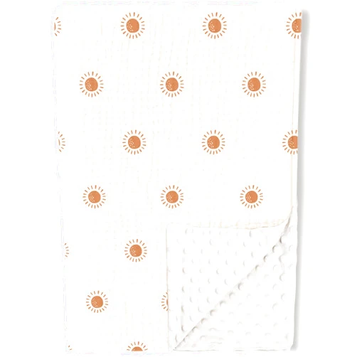 Konssy Baby Blankets for Unisex Boys Girls, Super Soft Nursery Minky Blankets with Muslin Cotton Front and Dotted Fleece Backing, Printed Bed Throws Newborn