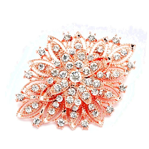 Mariell Rose Gold Wedding Jewelry Crystal Bridal Brooch Pin for Brides, Bridesmaids, Mother of the Bride