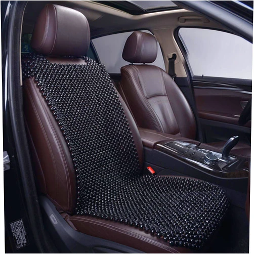 KENNISI Natural beaded seat covers for cars Cooling Auto beaded car seat covers Durable Wood beaded seat cover for summer Back Support massage Fatigue relief breathable 1-PC (1-Black-PJ)