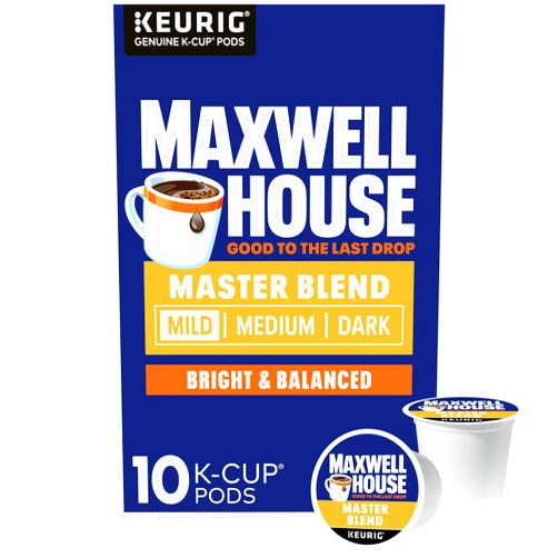 Maxwell House Master Blend Mild Roast K-Cup Coffee Pods, 10 ct Box