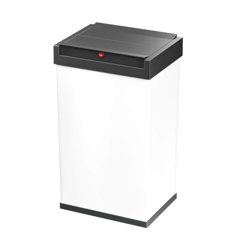 Hailo Big-Box L 1 x 35 liters / 9.2 gallons | Self-Closing Swing lid | Steel Sheet | Waste Kitchen | Made in Germany | White Free Standing Bin