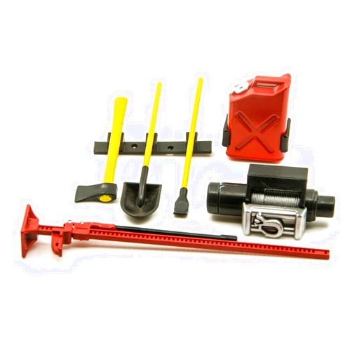 Btdeal 1 Set Rock Crawler Accessories Plastic Decorative Tools Set for 1/10 RC Car D90 D110 SCX10 Wraith