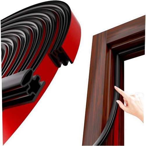 JSIWOTH Weather Stripping, Black D-Shaped Rubber Seal Strip for Doors/Windows, Self-Adhesive Door Soundproof Weatherstripping for Door Frame Window Insulation Gap Blocker 20 Ft