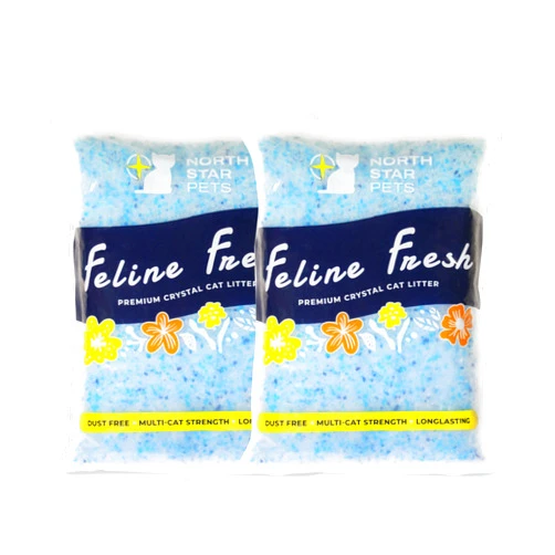 North Star Pets Feline Fresh Premium Fresh Scent Crystal Cat Litter with Odor Control, Non Clumping Kitty Litter Quickly Absorbs Urine, Dries Solid Waste, 5X Faster, Fresh Scent Value Pack (2X4.3 Lb Bags)
