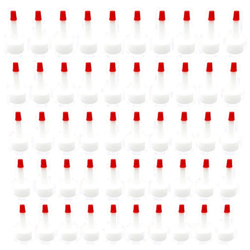 Wzttdm 50Pcs 24/410 Natural Red Tip Yorker Caps with .030 Orifice Hole, Neck Diameter 26mm Red Pointed Nose Bottle Caps for Squeeze Bottles Glue Bottles