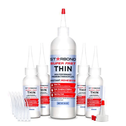 STARBOND Premium Grade Cyanoacrylate (CA) Super Glue by Starbond - 16 oz. Complete Refill KIT (453g) - Super Fast Thin Adhesive, Precise Application for Woodturning, CA Finish, Woodworking, Hobby Models, Inlay