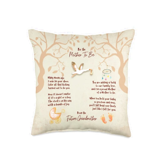 GIFTMOS Mother to Be [Gender Unknown] from Future Grandmother Throw Pillow, 16x16, Multicolor
