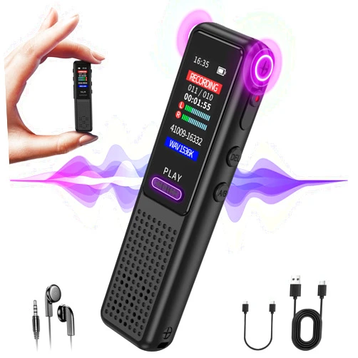 ZIPCIDE 64GB Voice Recorder - Upgraded Digital Voice Activated Recorder with AI Noise Reduction Technology, Dictaphone Tape Recorder Device with Playback for Lectures Meetings/Classes/Interview