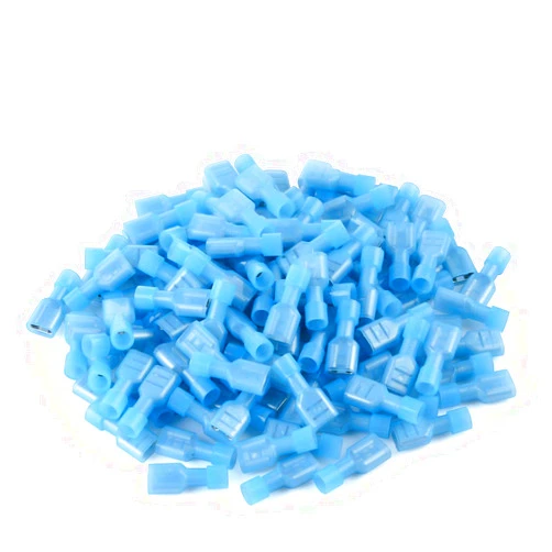 XHF 100 Pcs XHF 16-14 AWG Nylon Female Spade Connectors Quick Disconnect Wire Terminals Insulated Wire Crimp Connectors Blue
