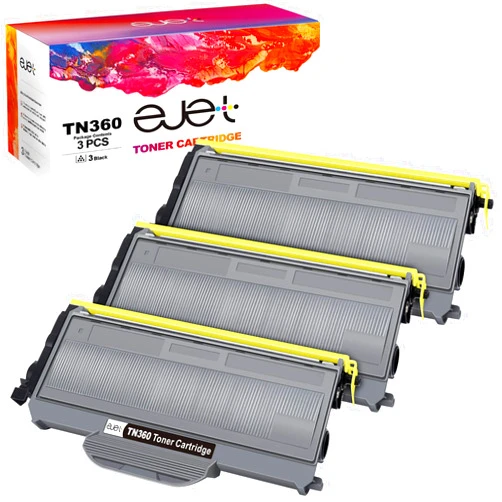 ejet TN360 TN-360 High Yield Compatible Toner Cartridge Replacement for Brother TN360 Toner Cartridge for Bother Printer DCP-7040 DCP-7030 MFC-7840W HL-2140 MFC-7340 MFC-7440N HL-2170W (Black, 3-Pack)