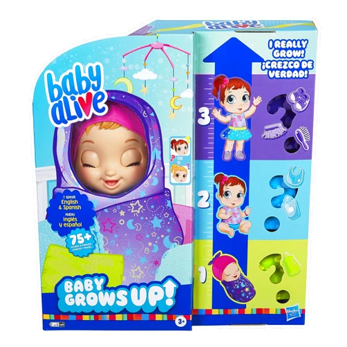 Baby Alive Baby Grows Up (Dreamy) - Shining Skylar or Star Dreamer, Growing and Talking Baby Doll, Toy with 1 Surprise Doll and 8 Accessories , Blue