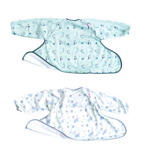 Tidy Tot- 2 Pack Spare Baby Bibs for Bib & Tray Kit - Mess Proof Long Sleeve Smock Attaches to Feeding Mat - Waterproof Bibs