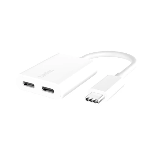 Belkin Rockstar USB-C Audio + Charge Adapter, Headphone Adapter w/USB-C 60W Power Delivery Fast Charging for iPhone, iPad Pro, Galaxy, Note, Google Pixel, LG G6, Sony Xperia, OnePlus, & More - White