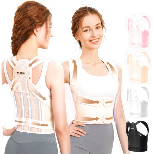 Fit Geno Back Brace Posture Corrector for Men & Women: Shoulder Straightener Adjustable Full Back Support Pain Relief - Scoliosis Hunchback Spine Corrector (Small/Medium)
