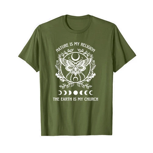 Witch Wicca Witchcraft Moon Phase Pagan Occult Wicca Pagan Nature Is My Religion The Earth is My Church T-Shirt