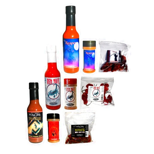 Wicked Tickle Ultimate Spice Gift Set Ghost Pepper Scorpion Reaper Hot Sauce Peppers Chili Powder Mega Pack