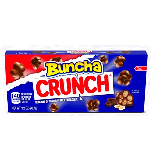 Crunch Buncha CRUNCH, Bulk 12 Pack, Milk Chocolate and Crisped Rice, Movie Theater Holiday Candy Box, Stocking Stuffers, 3.2 oz Each