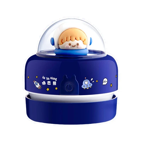 Sxvbdway Mini Desktop Vacuum Cleaner Cute Cartoon Desktop Vacuum Cleaner for Kids Students Battery Powered Portable Mini Table Dust Sweeper 360-degree Rotatable Desk Duster Blue