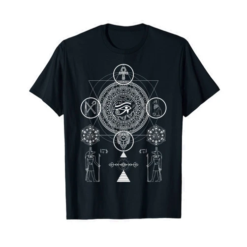 Alkebulan Dynasty Co. Sacred Geometry Egyptian Anubis Eye Of Horus Art T-Shirt