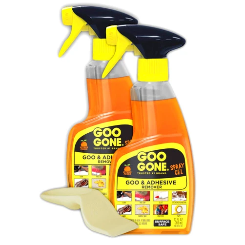 Goo Gone Adhesive Remover Spray Gel, Removes Chewing Gum, Grease, Tar, Stickers, Labels, Tape Residue, Oil, Blood, Lipstick, Mascara, 2 Pack & Sticker Lifter